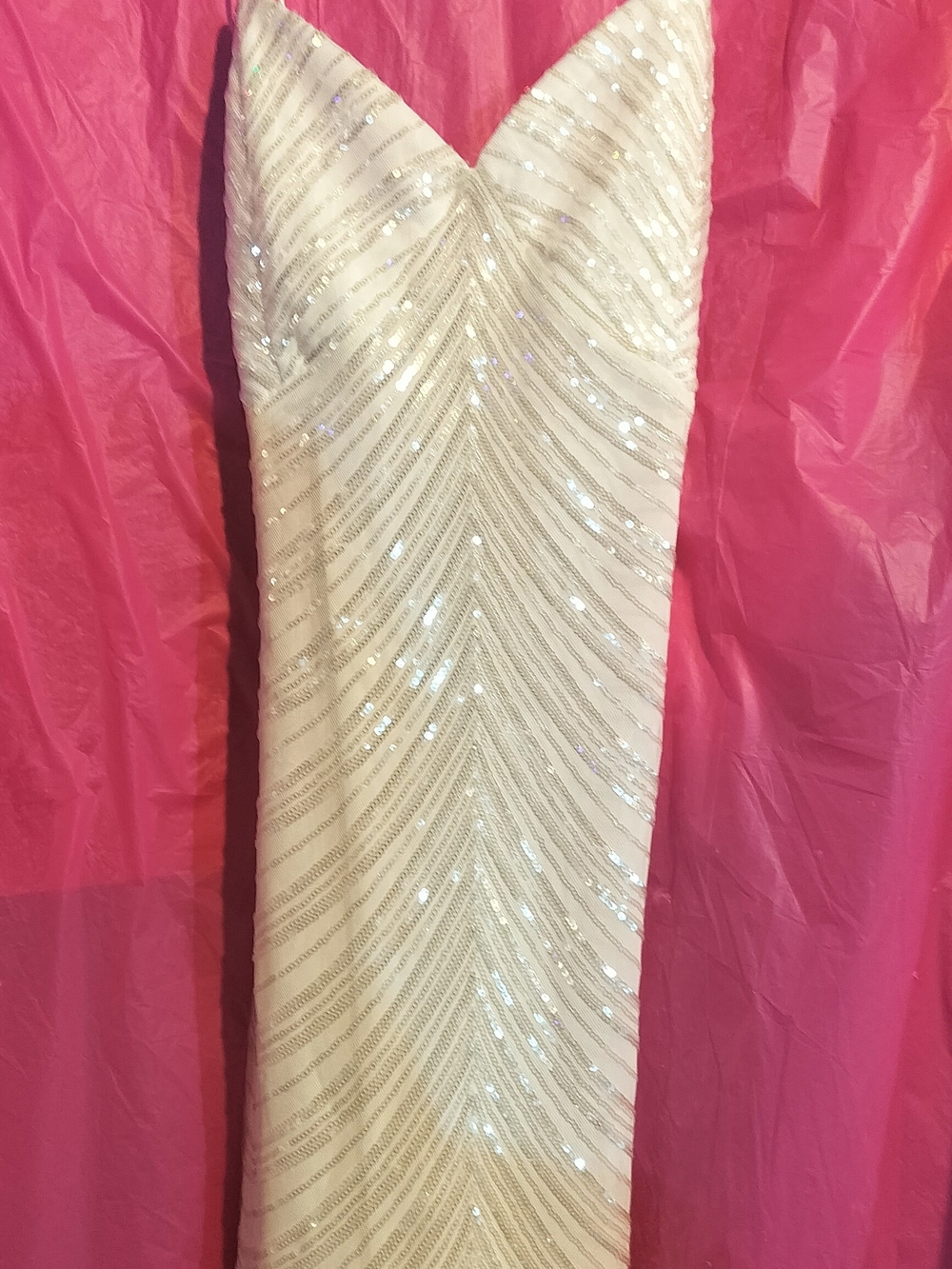 Strapless Ivory Sequin Midi Dress - Sleek Fitted Silhouette